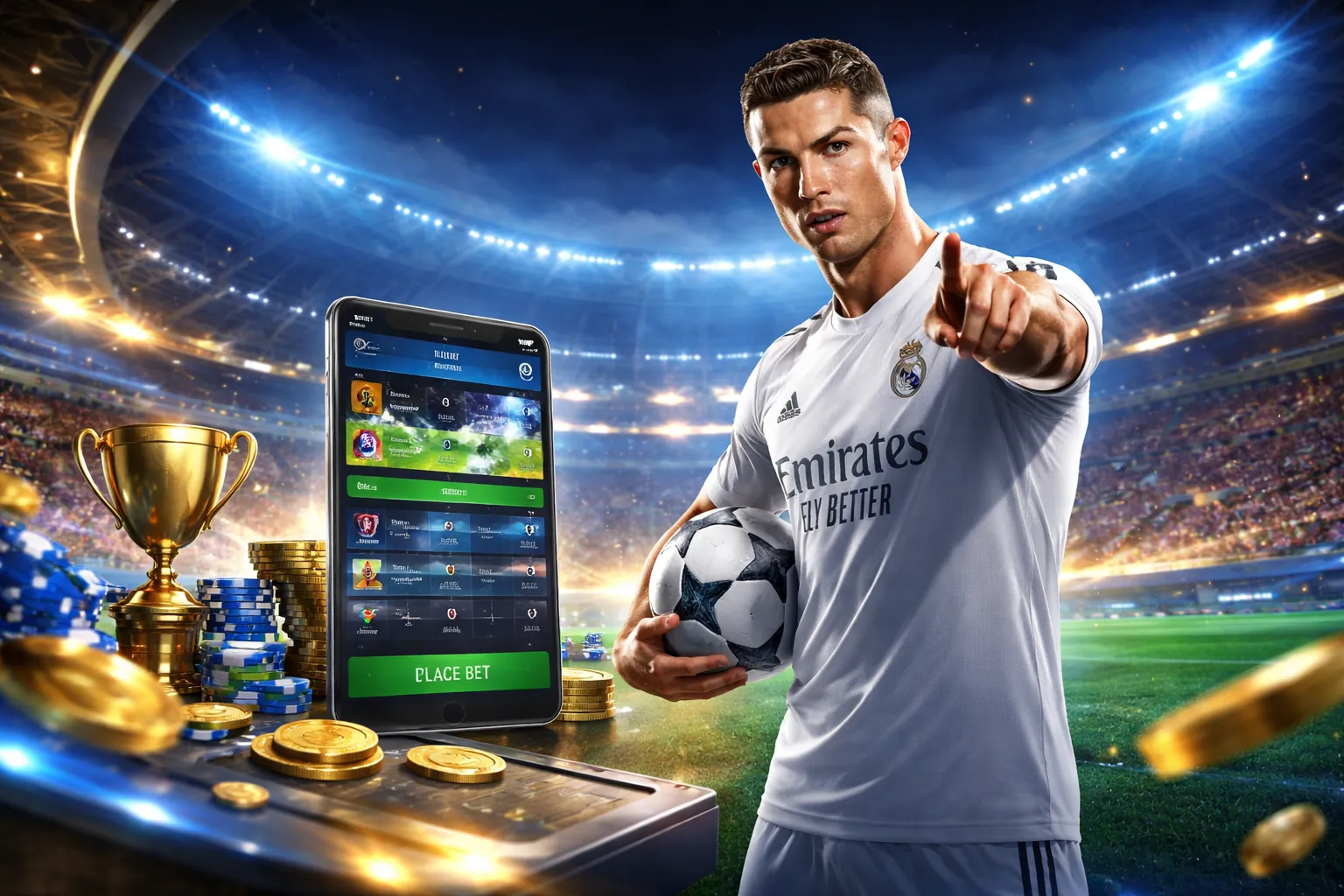 Sân vận động thể thao sôi động với logo Betway